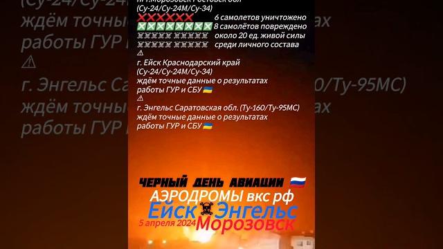 АЭРОДРОМЫ Морозовск Ейск Энгельс ЧЁРНЫЙ ДЕНЬ АВИАЦИИ вкс рф БЕСПИЛОТНИКИ ГУР СБУ новости ТВ #shorts АЭРОДРОМЫ Морозовск Ейск Энгельс ЧЁРНЫЙ ДЕНЬ АВИАЦИИ вкс рф БЕСПИЛОТНИКИ ГУР СБУ новости ТВ #shorts