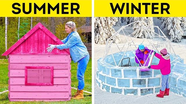 SUMMER HOUSE vs WINTER HOUSE || Amazing Huge Craft Ideas SUMMER HOUSE vs WINTER HOUSE || Amazing Huge Craft Ideas