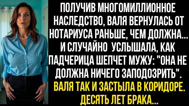 ПОЛУЧИВ МНОГОМИЛЛИОННОЕ НАСЛЕДСТВО, ВАЛЯ СЛУЧАЙНО УСЛЫШАЛА РАЗГОВОР МУЖА И ПАДЧЕРИЦЫ И УЖАСНУЛАСЬ... ПОЛУЧИВ МНОГОМИЛЛИОННОЕ НАСЛЕДСТВО, ВАЛЯ СЛУЧАЙНО УСЛЫШАЛА РАЗГОВОР МУЖА И ПАДЧЕРИЦЫ И УЖАСНУЛАСЬ...