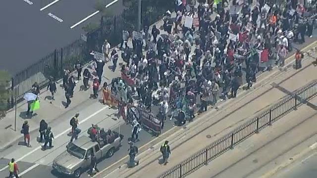 Immigration protest underway in LA Immigration protest underway in LA