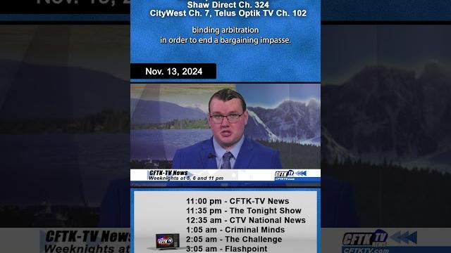Nov. 13, 2024 News Update Short with Cael Maslin - Watch CFTK-TV News weeknights at 5, 6 & 11 pm. Nov. 13, 2024 News Update Short with Cael Maslin - Watch CFTK-TV News weeknights at 5, 6 & 11 pm.
