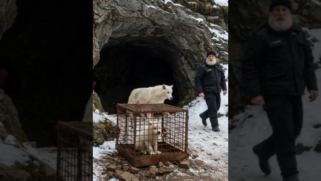 Mother Snow White Wolf Saved by her Cub with the Old Man's Help! #animals #rescue #humanity Mother Snow White Wolf Saved by her Cub with the Old Man's Help! #animals #rescue #humanity