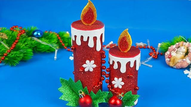 Новогодние поделки своими руками Свеча из фоамирана Новогодние поделки своими руками Свеча из фоамирана
