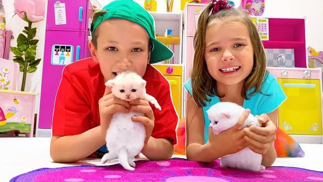 Катя и Макс нашли котят и маленького щенка Катя и Макс нашли котят и маленького щенка
