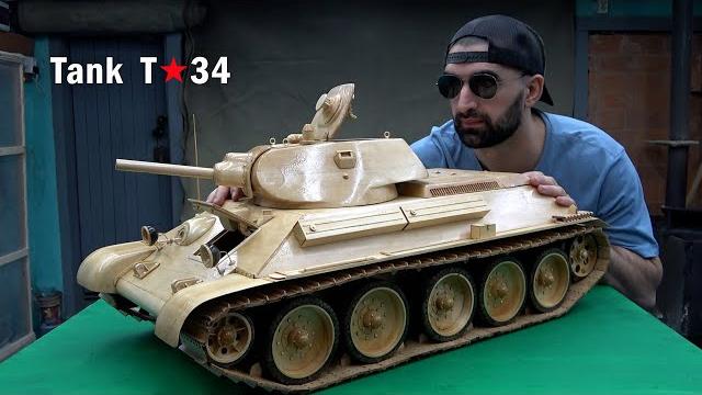 I made a Soviet T-34 medium tank out of wood. Wood carving. I made a Soviet T-34 medium tank out of wood. Wood carving.