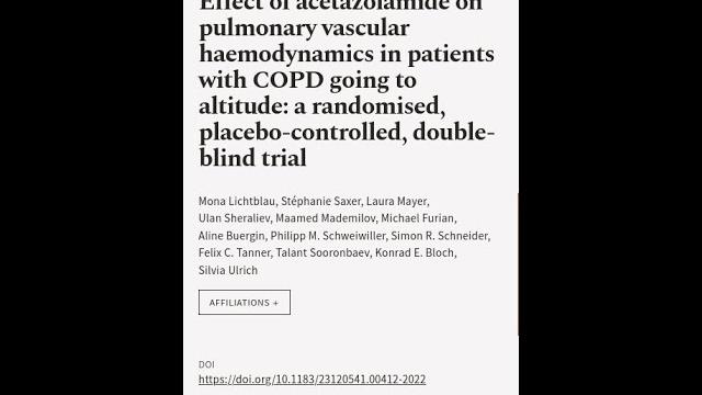 Effect of acetazolamide on pulmonary vascular haemodynamics in patients with COPD goi... | RTCL.TV Effect of acetazolamide on pulmonary vascular haemodynamics in patients with COPD goi... | RTCL.TV