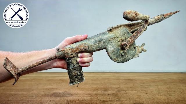 Antique Hand Cranked Hammer Drill - Restoration Antique Hand Cranked Hammer Drill - Restoration
