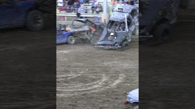 Demolition Derby Car Goes Airborn #shorts Demolition Derby Car Goes Airborn #shorts