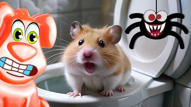 Хомяк убегает от паука и ныряет в унитаз, а желейный пёс Стасик спешит ему на помощь! Хомяк убегает от паука и ныряет в унитаз, а желейный пёс Стасик спешит ему на помощь!