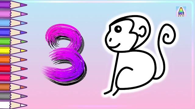 Как нарисовать ОБЕЗЬЯНКУ ИЗ ЦИФРЫ 3 | Раскраска для детей Животные из цифр | Coloring Kids Как нарисовать ОБЕЗЬЯНКУ ИЗ ЦИФРЫ 3 | Раскраска для детей Животные из цифр | Coloring Kids