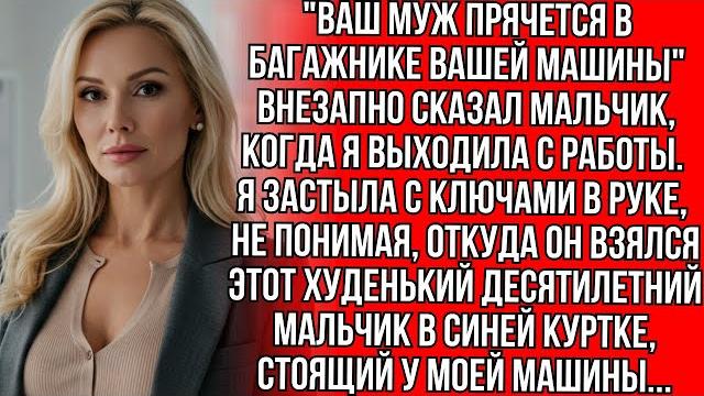 “Ваш муж прячется в багажнике вашей машины”, - вдруг сказал мальчик, когда я вышла на работу… “Ваш муж прячется в багажнике вашей машины”, - вдруг сказал мальчик, когда я вышла на работу…
