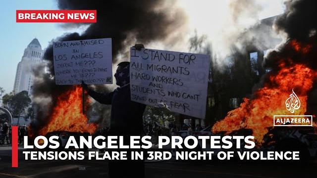 Tensions flare in Los Angeles as anti-ICE protesters clash with police in third night of violence Tensions flare in Los Angeles as anti-ICE protesters clash with police in third night of violence