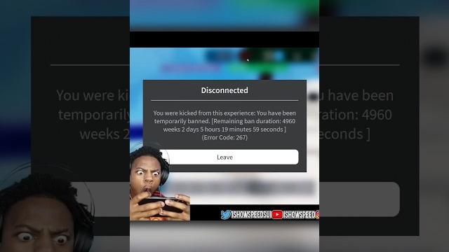 ISHOWSPEED banned for 100 years in Roblox ISHOWSPEED banned for 100 years in Roblox