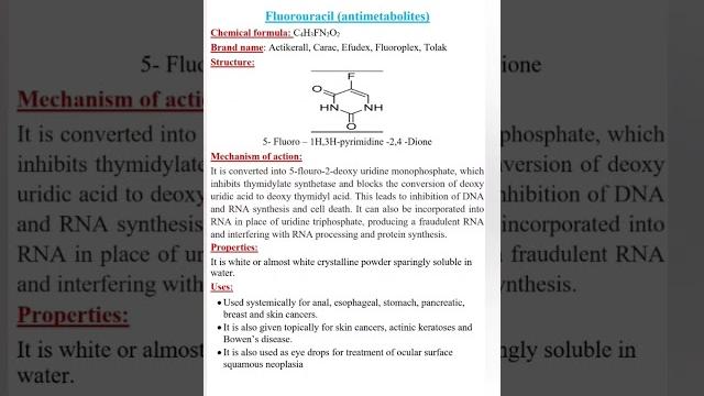 #Fluorouracil#5th sem antimetabolites #Fluorouracil#5th sem antimetabolites