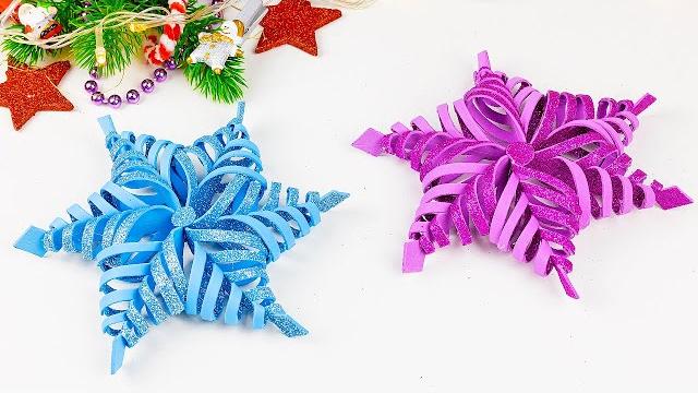 Снежинка из фоамирана ️ Новогодние игрушки на Ёлку своими руками ️ Snowflake from glitter foamiran Снежинка из фоамирана ️ Новогодние игрушки на Ёлку своими руками ️ Snowflake from glitter foamiran