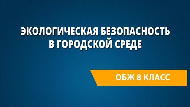 Экологическая безопасность в городской среде Экологическая безопасность в городской среде