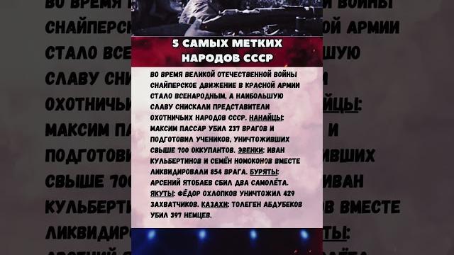ТАЙНЫЕ СНАЙПЕРЫ СССР: 5 НАРОДОВ, ЧЬИ СОЛДАТЫ БЫЛИ ЛУЧШИМИ В СВОЕМ ДЕЛ #вов #история #россия #ссср ТАЙНЫЕ СНАЙПЕРЫ СССР: 5 НАРОДОВ, ЧЬИ СОЛДАТЫ БЫЛИ ЛУЧШИМИ В СВОЕМ ДЕЛ #вов #история #россия #ссср
