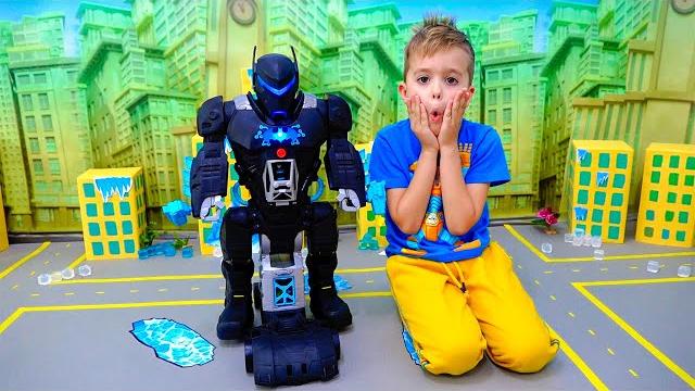 Влад и Никита играют с игрушкой Bat Tech BatBot и спасают город Влад и Никита играют с игрушкой Bat Tech BatBot и спасают город